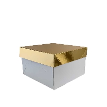 Cutie alba cu capac auriu pentru panettone 20x20x20h 